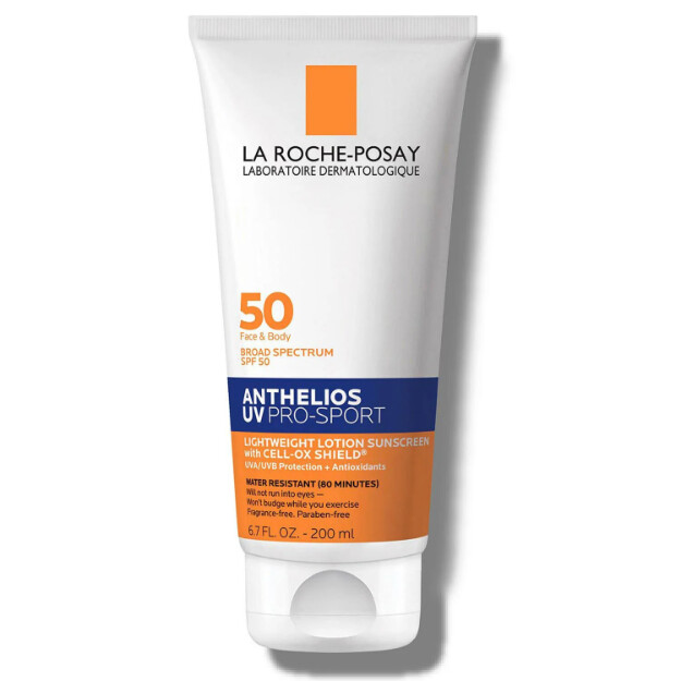 anthelios uv pro-sport solskyddsmedel spf 50 långvarigt vatten- och svettbeständigt solskyddsmedel för ansikte och kropp för fysisk aktivitet och sport