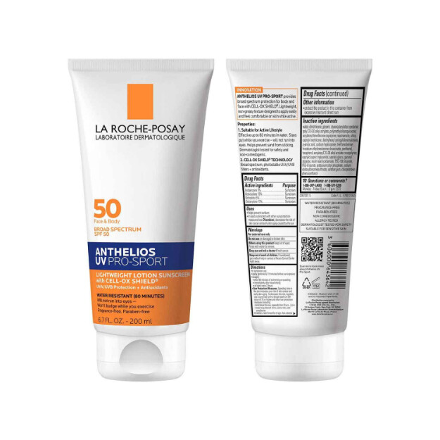 anthelios uv pro-sport solskyddsmedel spf 50 långvarigt vatten- och svettbeständigt solskyddsmedel för ansikte och kropp för fysisk aktivitet och sport