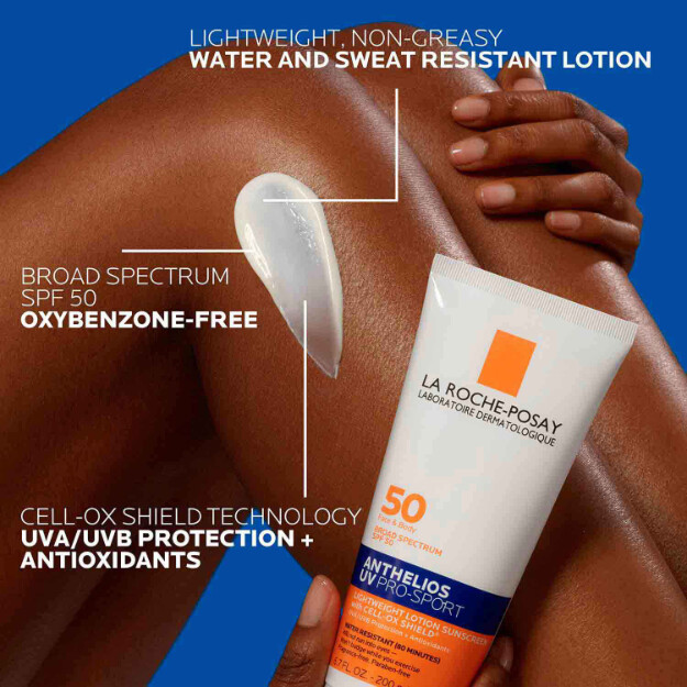 anthelios uv pro-sport solskyddsmedel spf 50 långvarigt vatten- och svettbeständigt solskyddsmedel för ansikte och kropp för fysisk aktivitet och sport