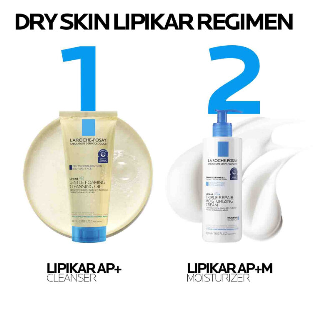 lipikar ap mild skummande rengöringsolja Återfuktande kropps- och ansiktsrengöringsolja för torr till extra torr hud