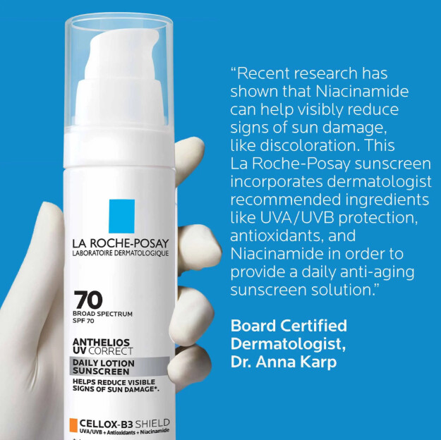 anthelios uv correct face sunscreen spf 70 med niacinamid spf 70 daglig solskyddsmedel för ansiktet