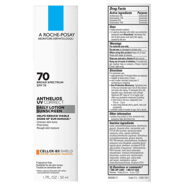 anthelios uv correct face sunscreen spf 70 med niacinamid spf 70 daglig solskyddsmedel för ansiktet