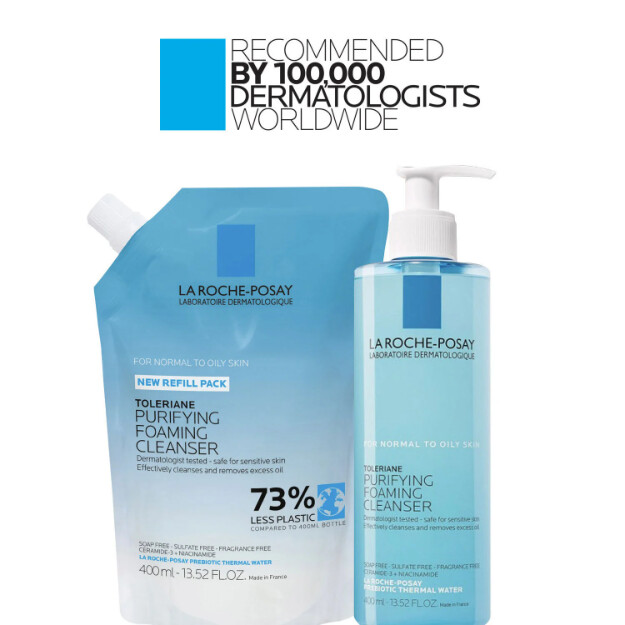 toleriane purifying foaming face wash kliniskt testad dermatologiskt rekommenderad ansiktstvätt för normal till fet hud