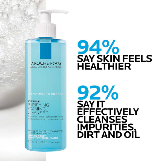 toleriane purifying foaming face wash kliniskt testad dermatologiskt rekommenderad ansiktstvätt för normal till fet hud