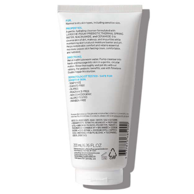 toleriane hydrating gentle facial cleanser kliniskt testad dermatologiskt rekommenderad ansiktsrengöring för normal till torr hud